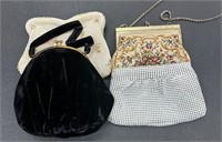 Vintage Purse lot of 4 Chain Mail Embroidery MORE