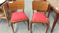 MID CENTURY DINING CHAIRS, RED UPHOLSTERED SEATS