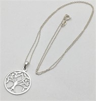 Sterling Silver Necklace & Tree Pendant