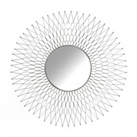 Mirror Round Silver Starburst