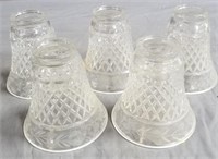 Set of 5 Etched Glass Crystal Lamp Shades, 5" Tall