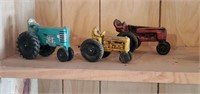 Auburn rubber toy tractors, set of 3