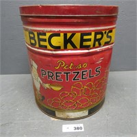 Becker Pretzel Advertising Tin