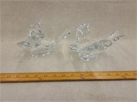 (2) Heavy Glass Bird Candy Dishes
