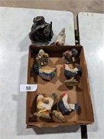 Rooster & Chicken Figurines