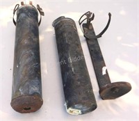 Old Hand Held Fire Extinguisher's w Wall Hangers