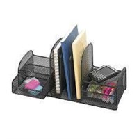 Black Mesh Steel Office Organizer Black 17" W