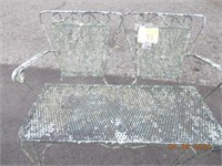 Wrought Iron Love Seat and Table