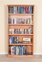 Solid Oak Bookshelf w/ Assorted Books