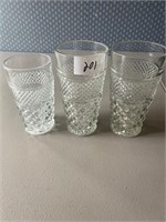 DIAMOND POINT GLASSES 2- 6 1/2" 1- 5 1/2"