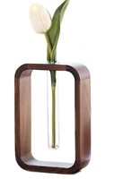 -New Sakulaya Desktop Glass Plants Vase Wood H
