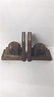 Hand Carved Sleeping Cat Bookends Thailand U14A
