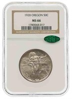 1928 US OREGON 50C SILVER COIN NGC MS66