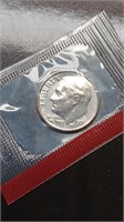 Uncirculated 1991-D Roosevelt Dime In Mint Cello