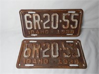 Matched Pair of 1938 Idaho License Plates