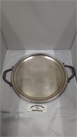 Vintage silver on copper 2 handled serving tray