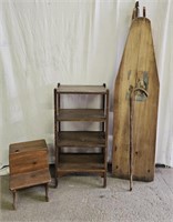 Small Doll Desk, Wood Cane, Old Ironing Board