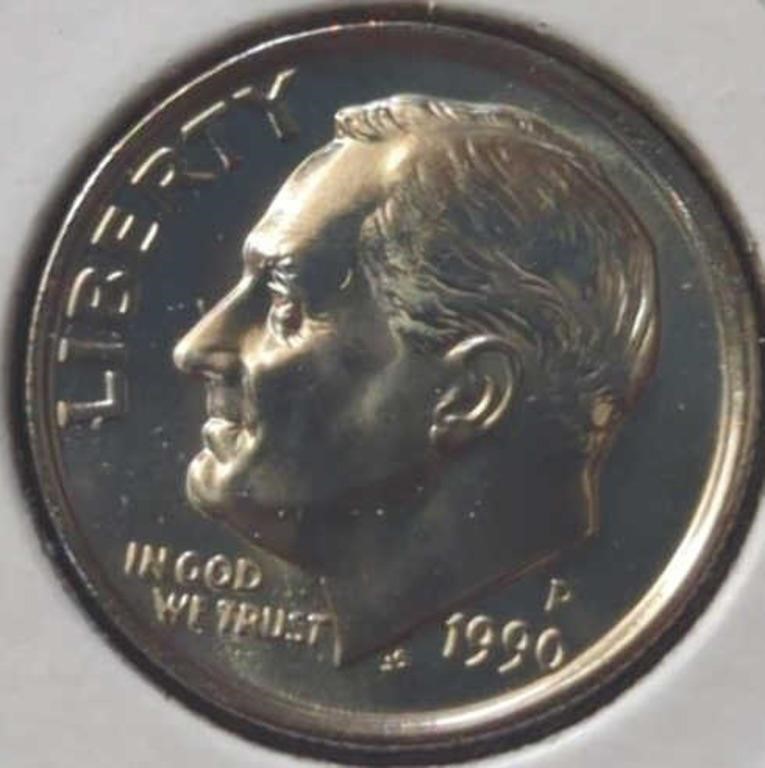 Uncirculated 1990 P. Roosevelt dime