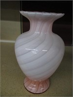 vintage Light Pink Swirl Glass Vase 12 Inch