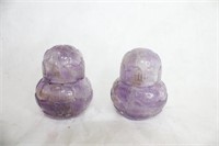 Pair of Amethyst Lotus Form Jarlets