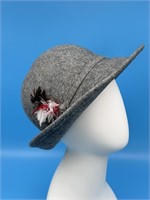 Grey Felt Hat With Feathers