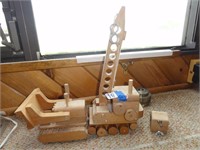 Assorted wooden toys - Crane (16" x 8" x 7") Plow