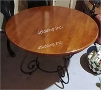 Round Wood & Metal Frame Table - STR