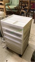 Six drawer crafting storage box on wheels, 27 x
