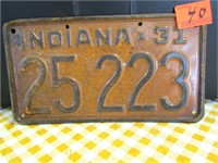 1931 IN License Plate