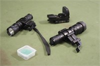 (2) Flashlights W/ Gun Mounts,& Sight Mark Sight