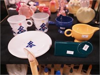 Seven Fiesta items including two mugs and two