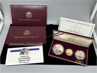 US Mint 1992 Olympic Three-Coin Proof Set with Cer