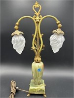 FRENCH ONYX DOUBLE LAMP