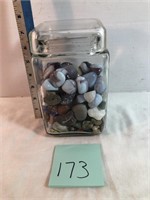 Jar of polished rocks