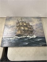 Ship at Sea print by Langland on canvas