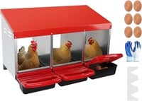 Chicken Nesting Box  3 Hole Metal  Red