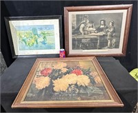 Vintage Framed Floral, Western & Columbus Art -Lot
