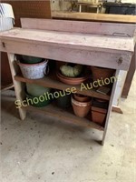 Potters bench with pots clay and more