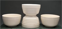(4) Vintage Ribbed Ceramic Bowls - USA Made