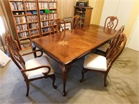 P729 Beautiful Dining Table W/6 Chairs And 2 Leafs