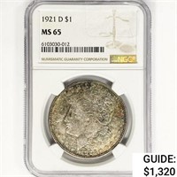 1921-D Morgan Silver Dollar NGC MS65