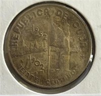 1952 Cuba 20 Centavos Silver