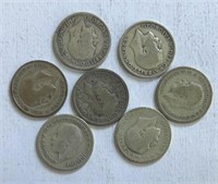 (7) British 6-pence Silver 1921-1930