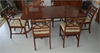 Vtg Duncan Phyfe Mahogany Dining Table & 6 Chairs