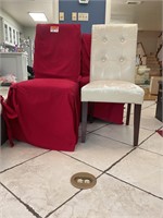 6 Parson Chairs & Red Slip Covers