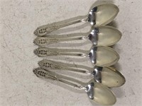 5 ROSE POINT CIRCA 1934 STERLING SILVER SPOONS