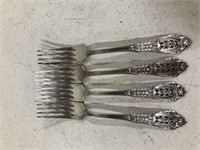 4 ROSE POINT CIRCA 1934 STERLING SILVER FORKS