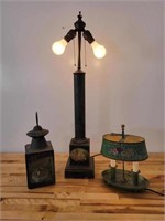 3 Antique Toleware Table Lamps