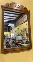 Vintage maple wood framed wall mirror - medium