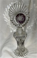 Beautiful crystal & etched glass perfume bottle.